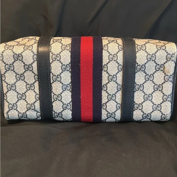 Vintage Gucci Monogram Boston Bag Satchel - Navy Blue - $500 obo - Picture 5 of 8